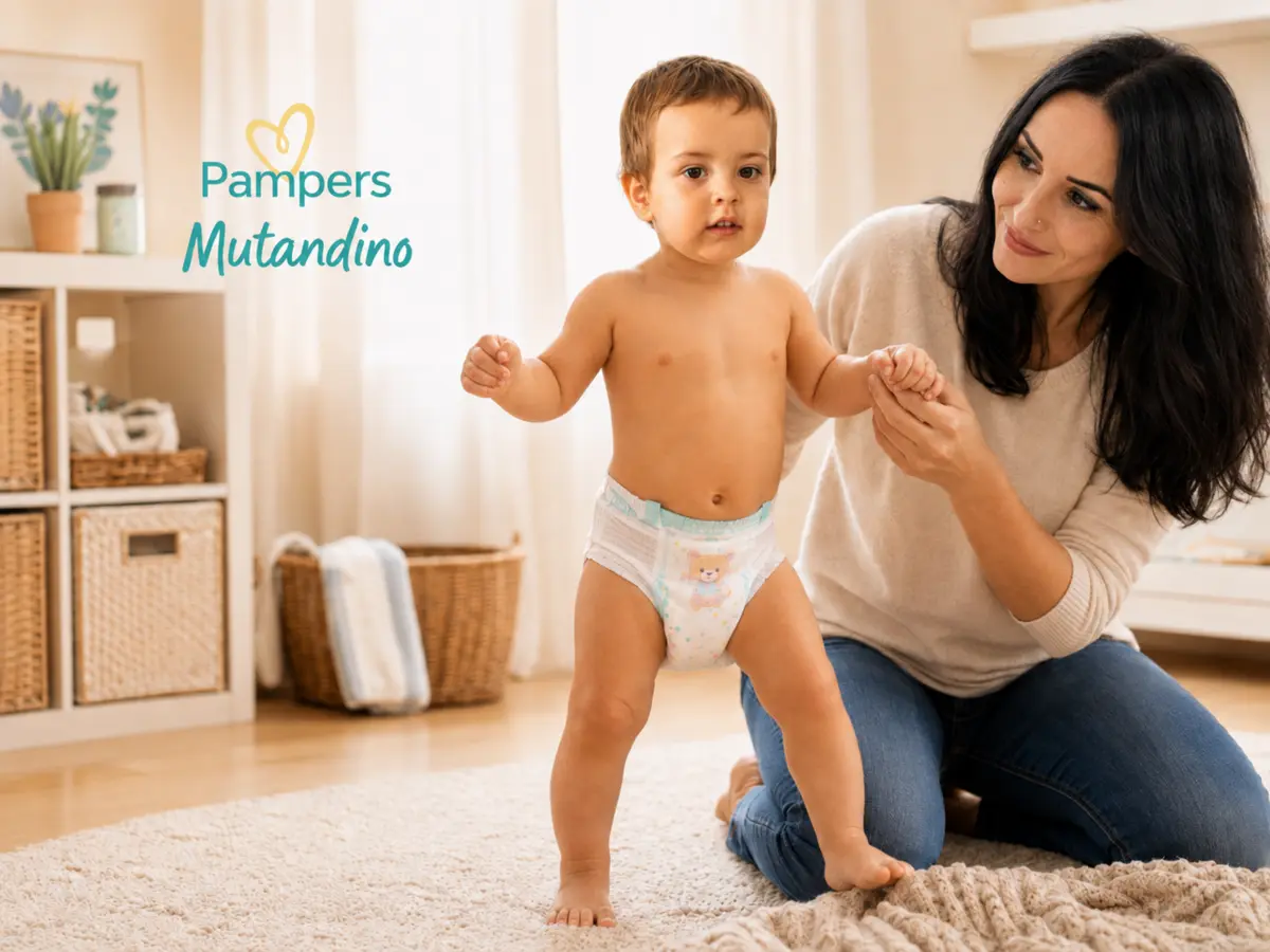 Pampers Mutandino: mamma accompagna il bambino nei primi passi