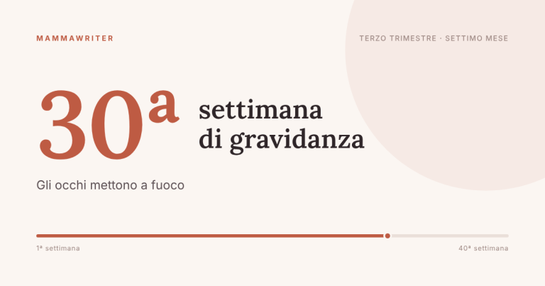 Trentesima settimana di gravidanza, gli occhi mettono a fuoco